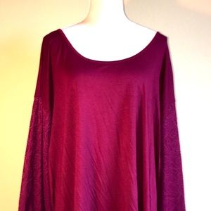 MICHAEL Michael Kors 4X Burgundy Top, Lace Sleeves